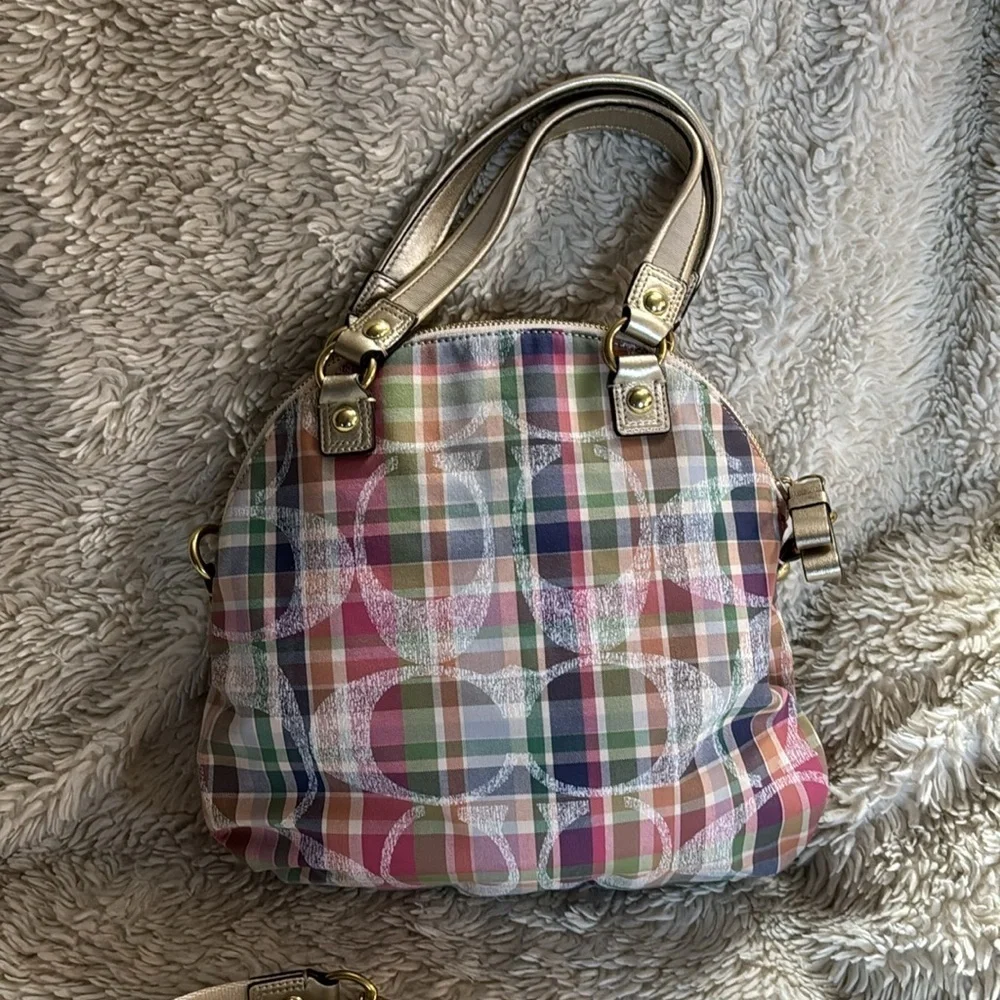 NWT  vintage Coach Daisy Madras Foldover Crossbody Bag F23541